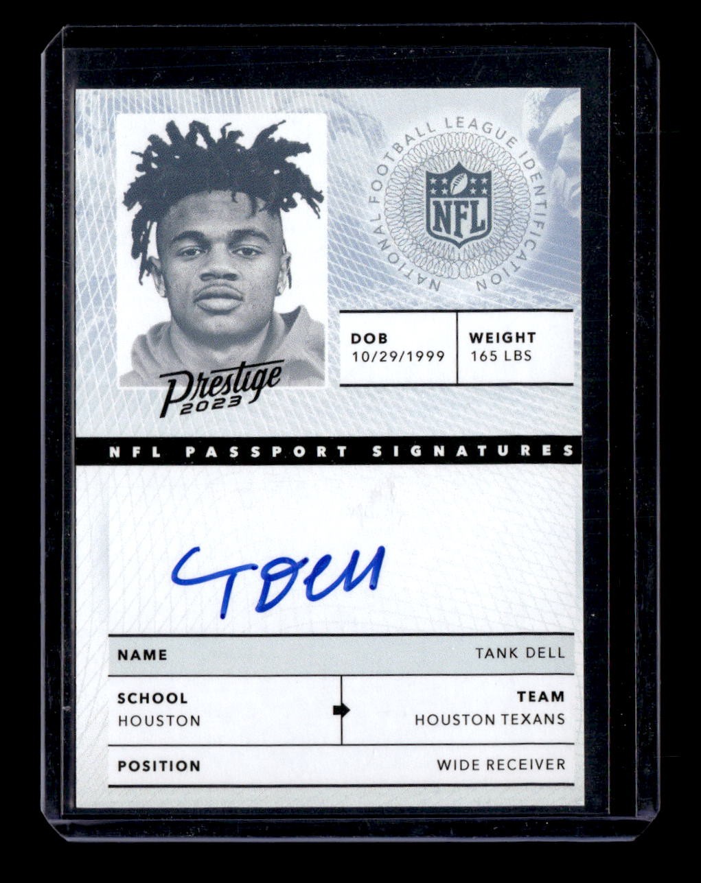 2023 Panini Prestige #NPS-TD Tank Dell NFL Passport Signatures Auto CO87