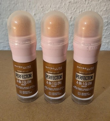 3x Maybelline Foundation Instant Perfector Glow 4in1, 03 Medium-Deep, 20 ml NEU!
