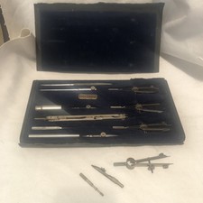 Vintage Charvoz Drafting Kit No 674 Precision Drawing Tools + more  Case BAD 