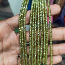 Genuine Zircon Faceted Rondelle Beads Green Zircon Rondelle Beads, Faceted Zirco