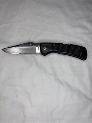 Maxam Pocket Knife Unisex Black Excellent Japanese Steel Leymar Handle Folding