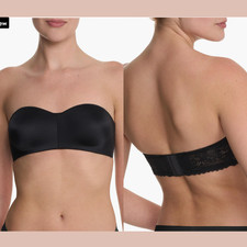 NEW $58 NATORI [ 32DD US] Adapt Smooth Bandeau Strapless Bra in Black U1629