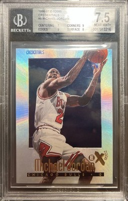 MICHAEL JORDAN 1996 SKYBOX EX-2000 #9 CREDENTIALS #/499 BGS 7.5 E-X2000 1st Year