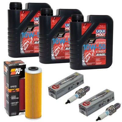 Öl Set 3L Inspektion für KTM Super Duke 990 LC8 R 2007-2012 Ölfilter Zündkerzen