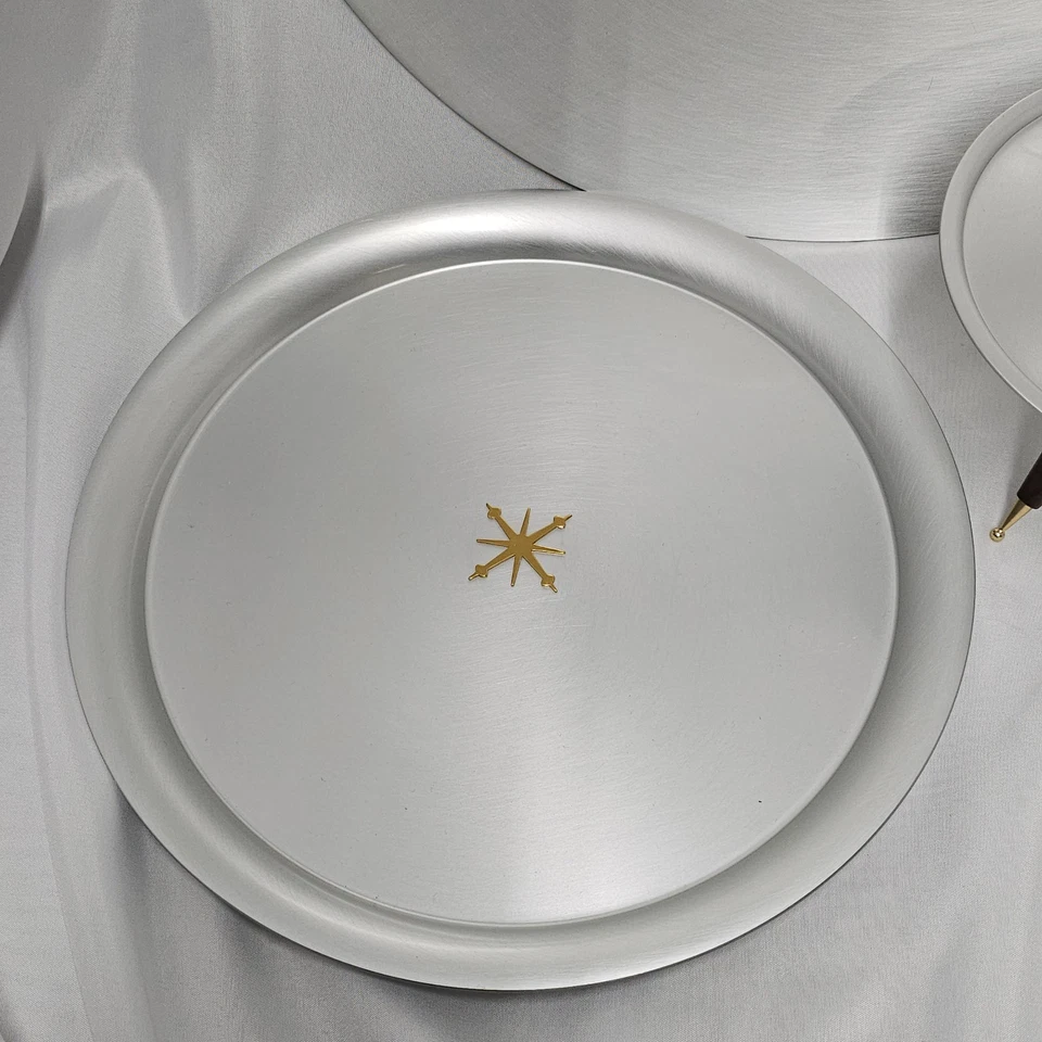 De Colección Mirro Medallion MCM Juego de Aluminio Plato de 17" Plato de 12" Tazón Starburst Foto 2 de 4