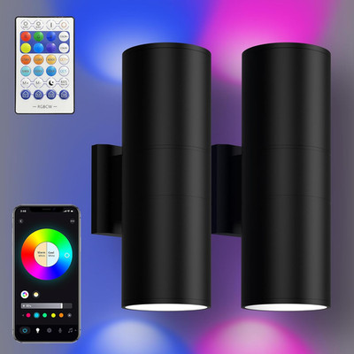 Smart RGB LED Outdoor Wall Lights with App Control, Dimmable & Color Changing