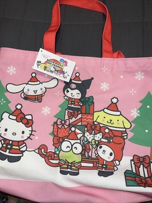 NEW!!! HELLO KITTY CHRISTMAS TOTE BAG - PINK REUSABLE TOTE CHARACTERS