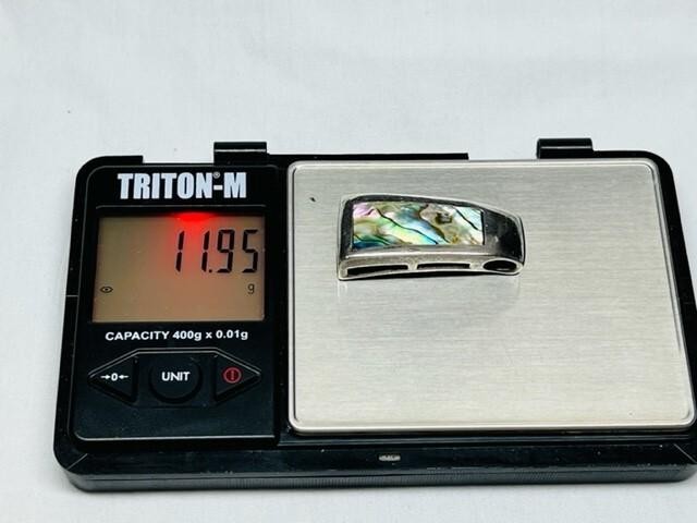 Sterling Silver - Abalone Inlay Rectangular Penda… - image 12