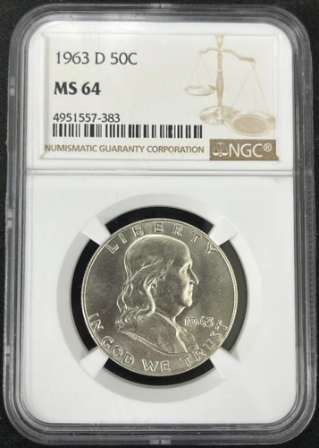 1963-D 50C MS64 NGC Franklin Half Dollar