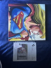 Super Girl Autographed Painting Original Art Cargill 18x18 Pop Art DC Comics