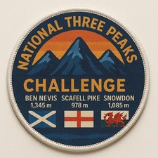 National Three 3 Peaks Mountain Walking Souviner Iron or Sew On Patch Badge