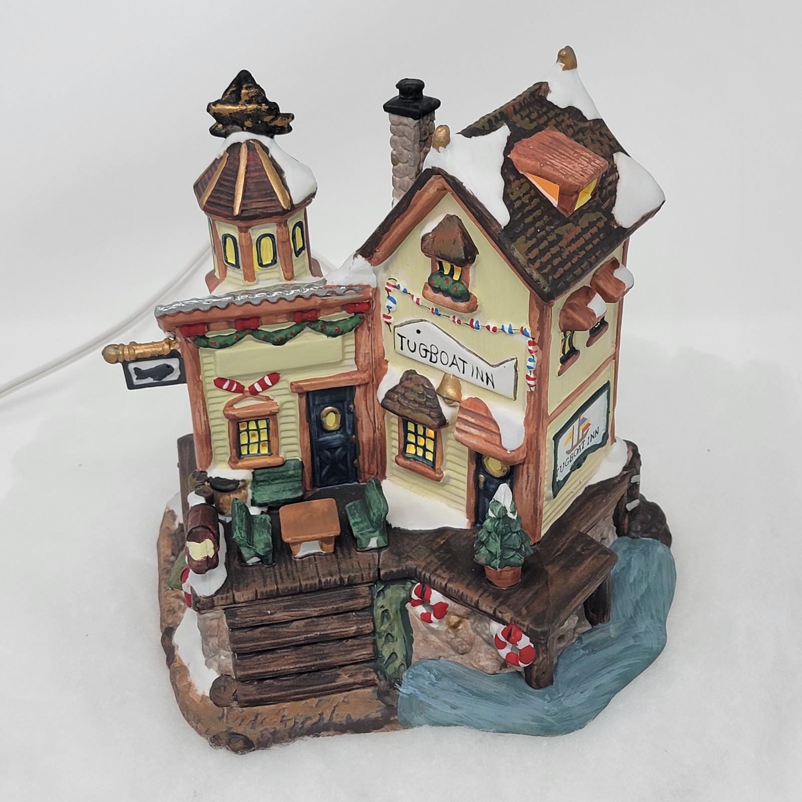 Christmas Village Illuminated Porcelain Building - Tugboat Inn