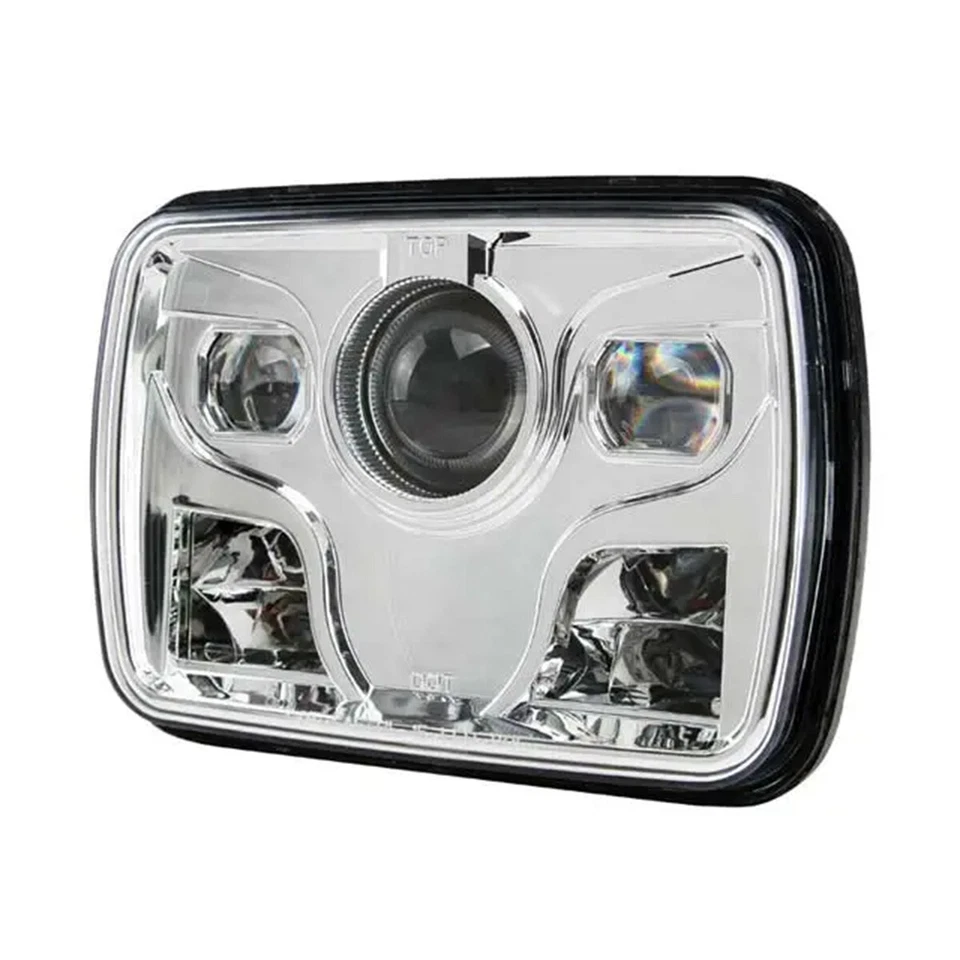 Прямоугольная герметичная хромированная светодиодная фара дальнего/ближнего света 5x7 дюймов - Изображение 2 из 4