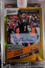 2021 Panini Classics Ja'Marr Chase Gold Rookie On-Card Auto # 17/50 Bengals
