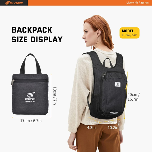 SKYSPER Small Daypack 10L Hiking Backpack Packable Lightweight Travel Day Pack f - Picture 6 of 12