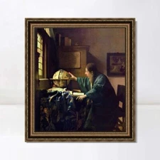 Framed Canvas Wall Art Giclee Print The Astronomer by Johannes Vermeer 28"x32"