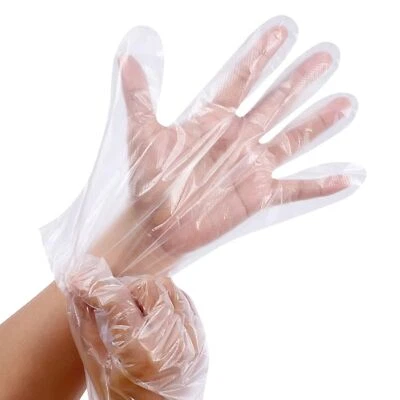300-3000PCS Disposable Plastic Gloves PE Polythene Clear Catering Food Safe Prep