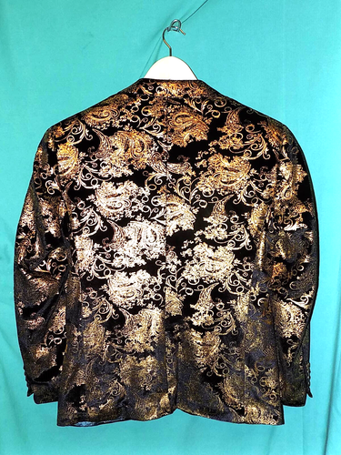 NWOT! SMOKING JACKET, SPORT COAT, FELT W/ SHINY GOLD, FULL MAP LINING, Sz S, 37 - Picture 11 of 12