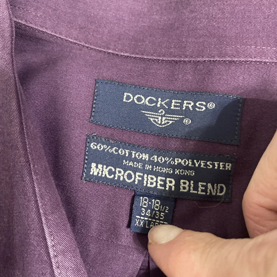Dockers Purple Men's Long Sleeve Button-Down Shirt - Size 2X X X-Large - Image 4 of 4