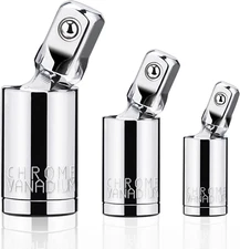 Universal Joint Socket Set, 3-Piece Chrome Vanadium, 1/4” 3/8” 1/2” Drive