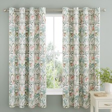 Catherine Lansfield Clarence Floral 66x72 Inch Lined Eyelet Curtains Two Panels