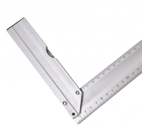 Equerre de menuisier 350mm avec fiole de niveau intégrée pour angles droits