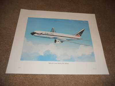 2 ORIGINAL DELTA AIRLINES POSTER  BOEING 767 JETLINER 16'' X 20'' NEW OLD STOCK