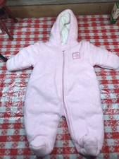 Child Of Mine Carter  s Girl  s Snowsuit Hoodie 0-3 Months Pink with Bear Design