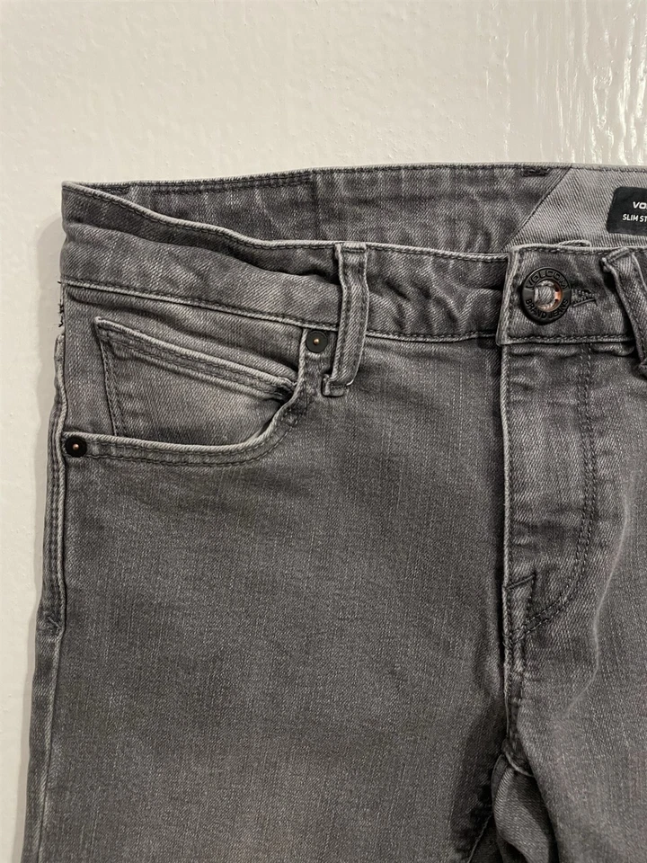 Volcom 28 x 30 Vorta Slim Straight Gray Flex Denim Jeans A19316R6 - Image 2 of 4
