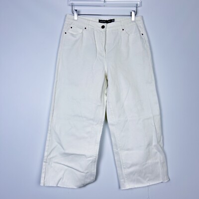 NWT Long Tall Sally Wide Leg Denim Crop Jean White High Rise Raw Hem Size 