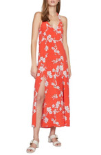 New 149$ Sanctuary Womens Size 10 Orange Chiffon Garden Floral Halter Midi Dress