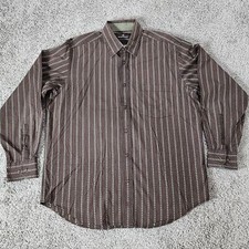 Bugatchi Uomo Classic Fit Casual L/S Shirt Earthtone Geometric Flip Cuff Mens L
