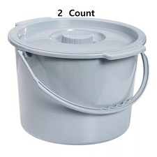Drive Medical Commode Bucket 12 Quart With Plastic Handle  Cover 11108, 2 Pack