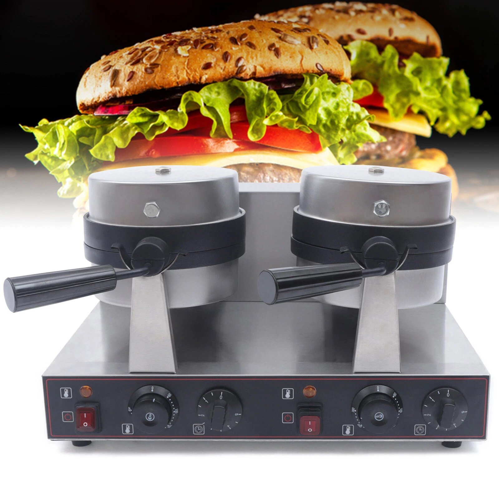Commercial Dual Panini Press Sandwich Maker Grill Electric Burger Toaster 2.4KW
Opens in a new windo