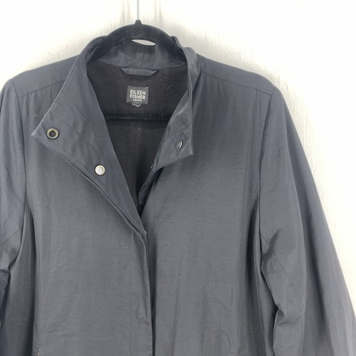 Cappotto Eileen Fisher donna MP Medium Petite completamente foderato Lagenlook Minimal nero - Foto 3 di 13
