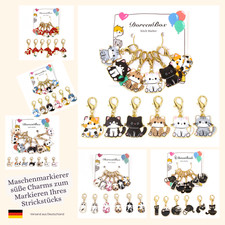 Maschenmarkierer Katze Katzen Fliegenpilz Rundenmarkierer Strickhilfen Stricken
