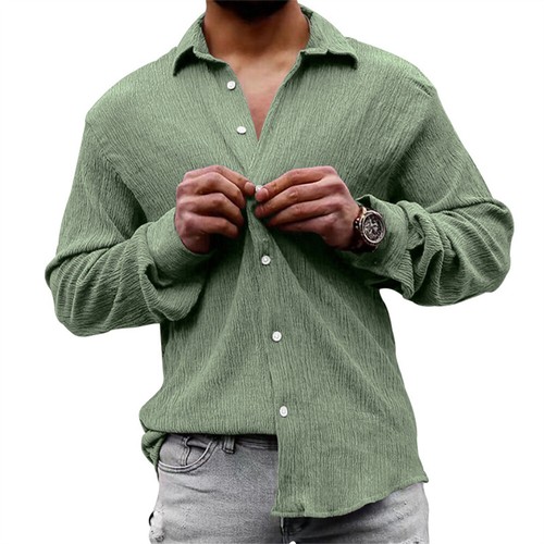 Camisa holgada informal ajustada para hombre Camisas mangas largas con botones Prendas para el torso Blusa - Imagen 4 de 13