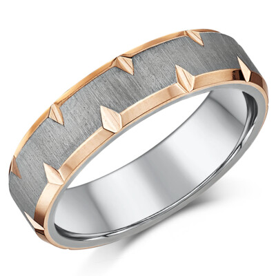 Ring 6 mm Titan 2 Farben IP Roségold & Titan zweifarbig Band