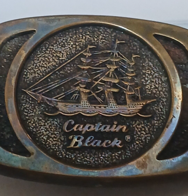 Captain Black Cigar Tobacco Cigarette Solid Brass Vintage Belt Buckle