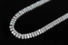 PDJ Double Row Tennis Chain Necklace Lab Sim VVS1 Diamonds Ice Out Icy Bustdown