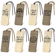 24 Pieces Wooden Teacher Bookmarks Teacher Appreciation Bookmark Thank You Te...