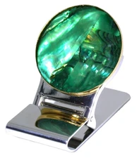 30mm Green Resinated Dyed Abalone Silver Color Gold Bezel Money Clip PMC161