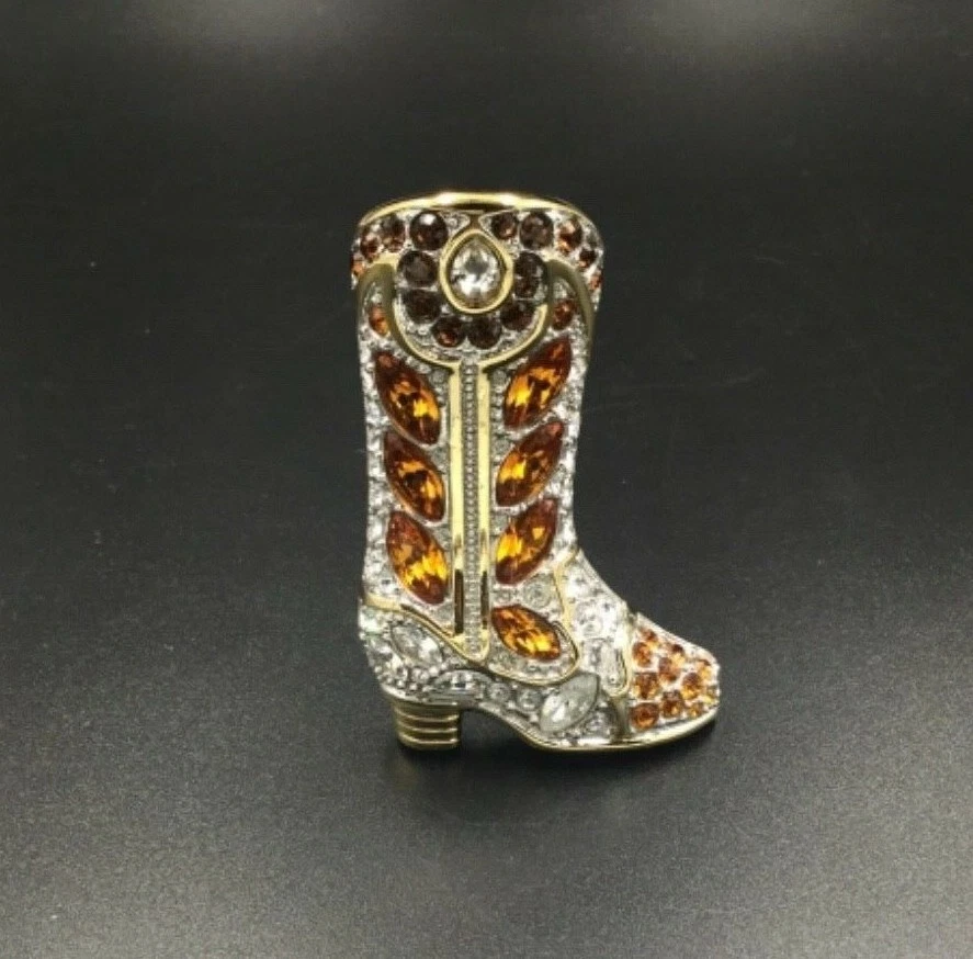 Nuevo Broche Bota Cristal Swarovski, Prendedor Grande para Zapatos de Vaquero, Joyería Tono Dorado
