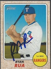 Texas Rangers RYAN RUA Signed Heritage Card