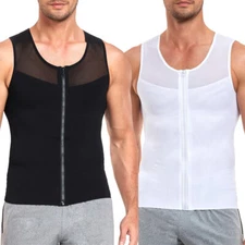 Men Compression Vest Post-Surgical Gynecomastia Shirt Body Shaper Tummy Control