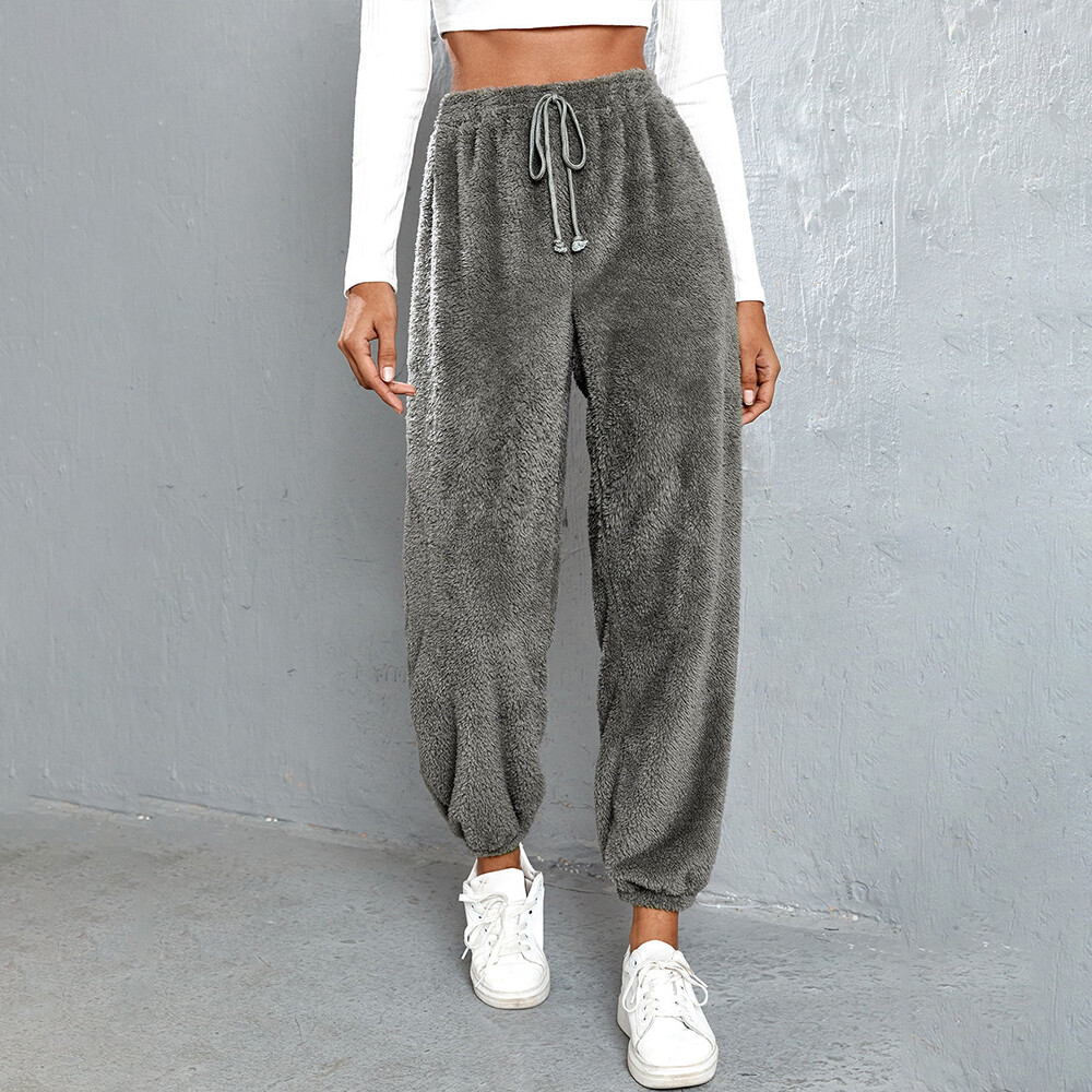 Womens Teddy Bear Fleece Joggers Winter Warm Lounge Pants Wear Trousers Bottoms eBay