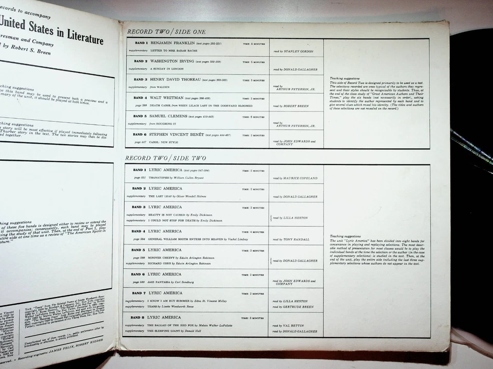 America Listens To Literature United States Breen Vinyl 2-LP Record Gatefold - Image 4 of 4