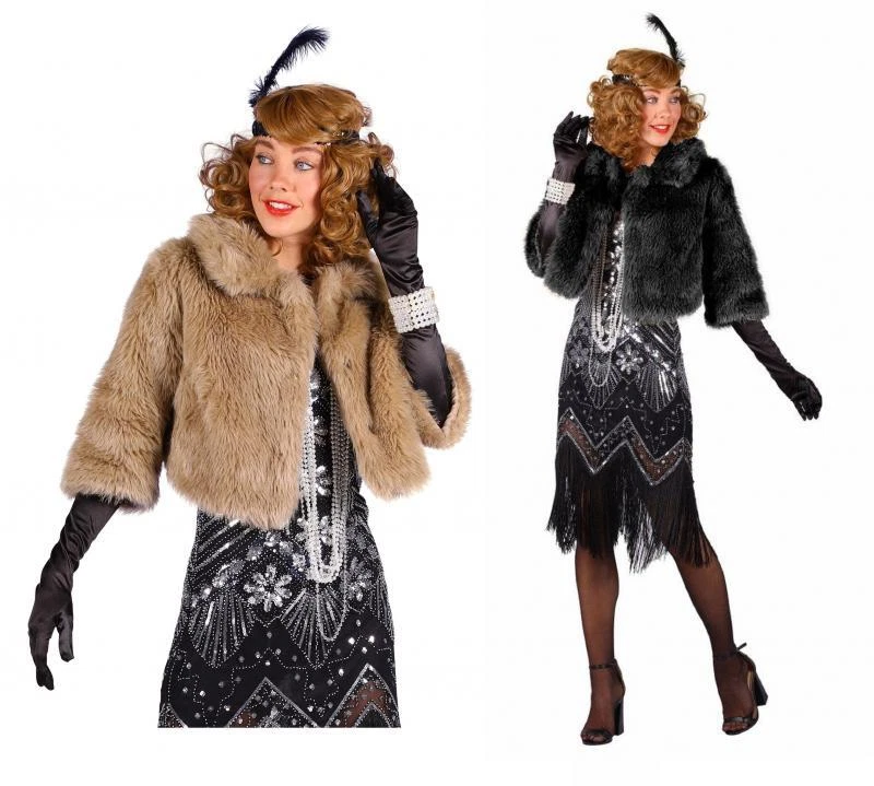 20er 30er Jahre Kostüm Rock n Roll Damen Disco Rockabilly Plüsch Bolero Jacke