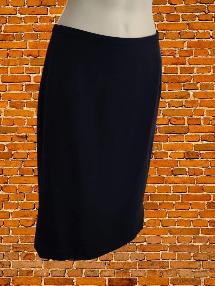 PAUL COSTELLOE CITY NAVY SKIRT SIZE UK 10 100% WQOL WOMENS STRAIGHT PLEATED BLUE - Image 2 of 4