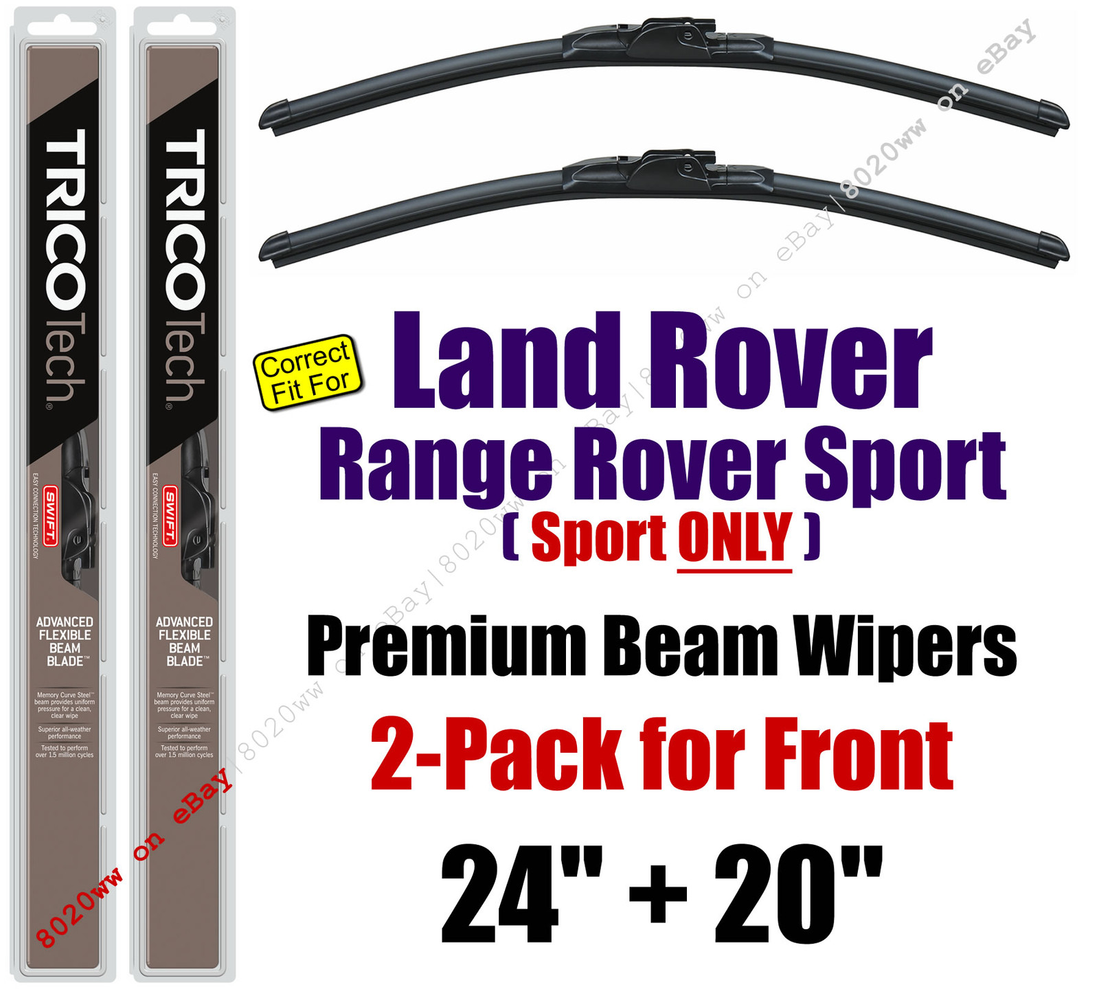 Wipers 2Pack Premium Beam Blades 2014+ Land Rover Range Rover Sport